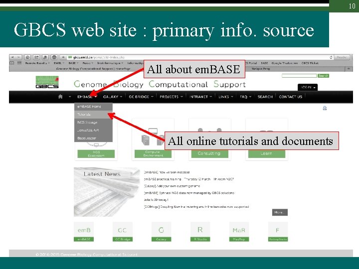 10 GBCS web site : primary info. source All about em. BASE All online