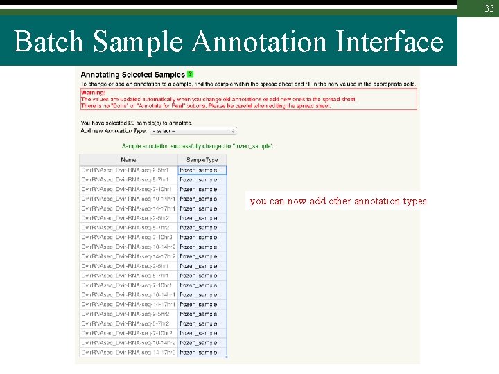 33 Batch Sample Annotation Interface you can now add other annotation types 