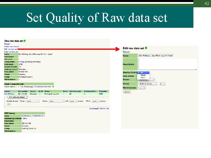 42 Set Quality of Raw data set 