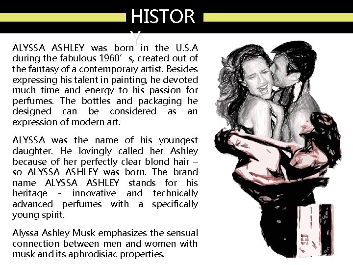 HISTOR Y born in the U. S. A ALYSSA ASHLEY was during the fabulous