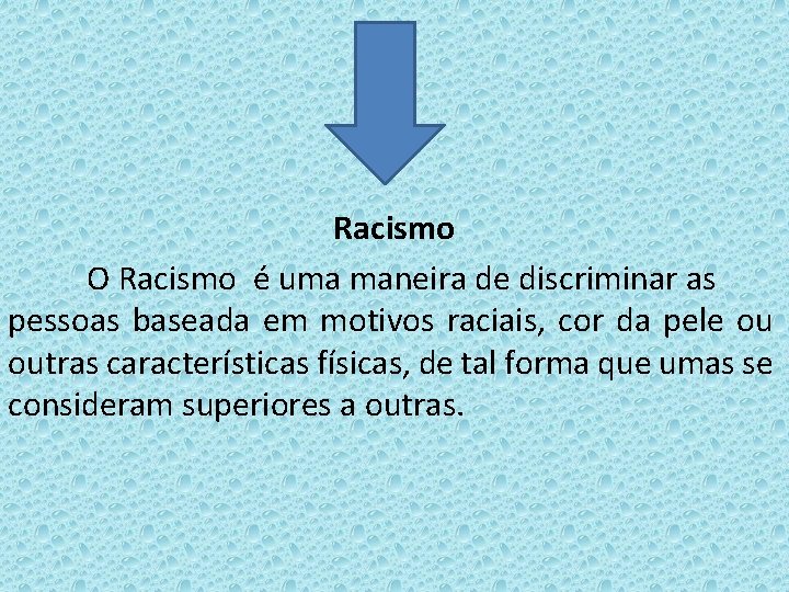 Racismo O Racismo é uma maneira de discriminar as pessoas baseada em motivos raciais,