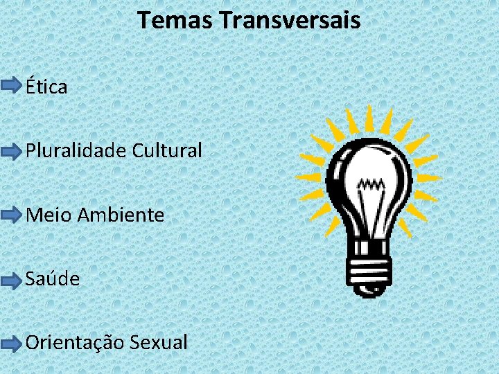 Temas Transversais Ética Pluralidade Cultural Meio Ambiente Saúde Orientação Sexual 