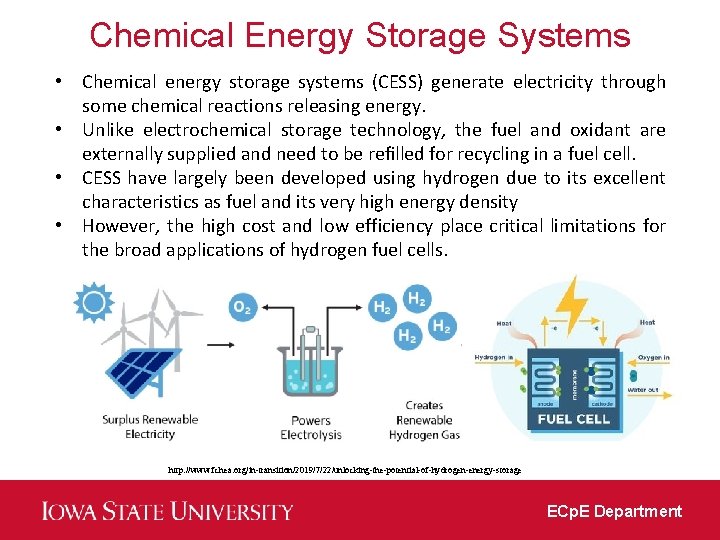 Chemical Energy Storage Systems • Chemical energy storage systems (CESS) generate electricity through some