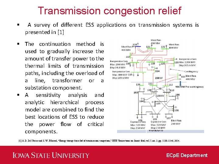 Transmission congestion relief § A survey of different ESS applications on transmission systems is