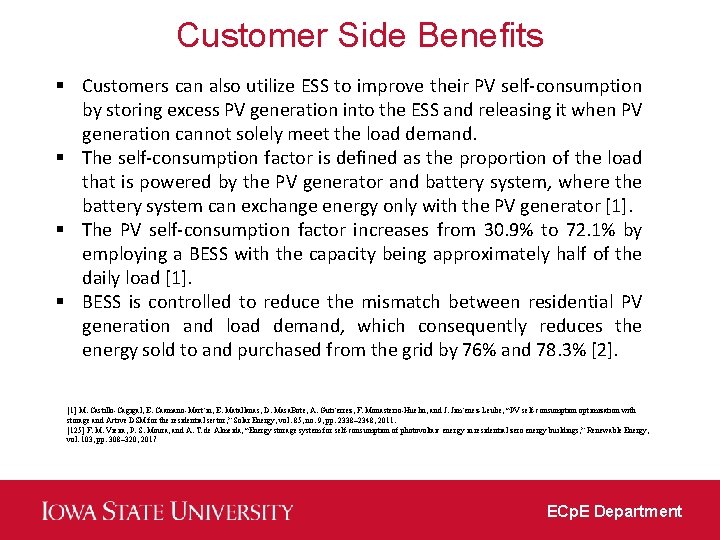 Customer Side Beneﬁts § Customers can also utilize ESS to improve their PV self-consumption