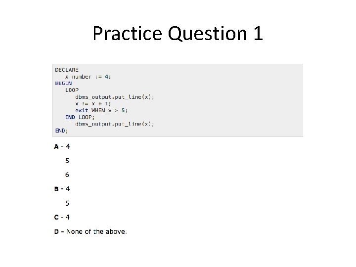 Practice Question 1 