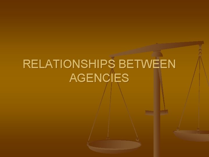 RELATIONSHIPS BETWEEN AGENCIES 