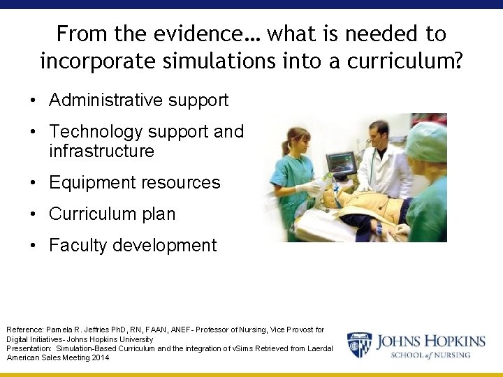 From the evidence… what is needed to incorporate simulations into a curriculum? • Administrative