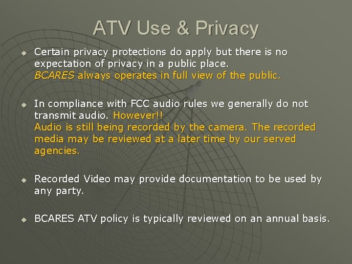 ATV Use & Privacy u u Certain privacy protections do apply but there is
