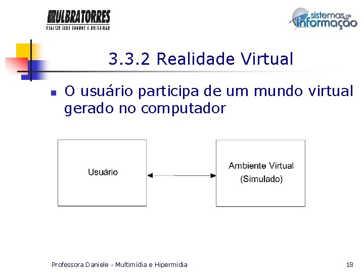 3. 3. 2 Realidade Virtual n O usuário participa de um mundo virtual gerado