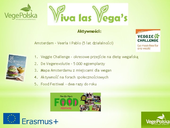 Aktywności: Amsterdam - Veerla i Pablo (5 lat działalności) 1. Veggie Challenge – okresowe