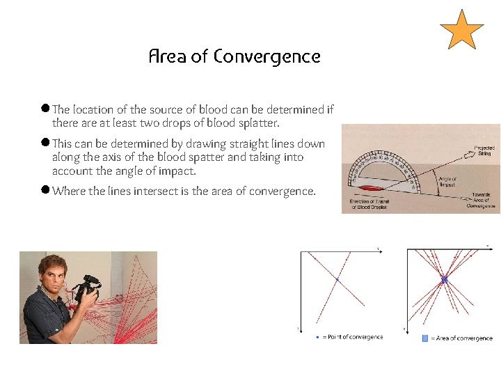 Area of Convergence ● The location of the source of blood can be determined