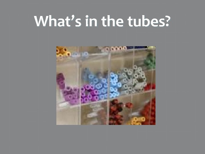 What’s in the tubes? 