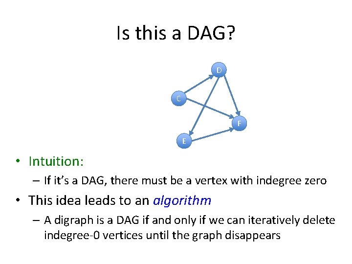 Is this a DAG? D C F E • Intuition: – If it’s a