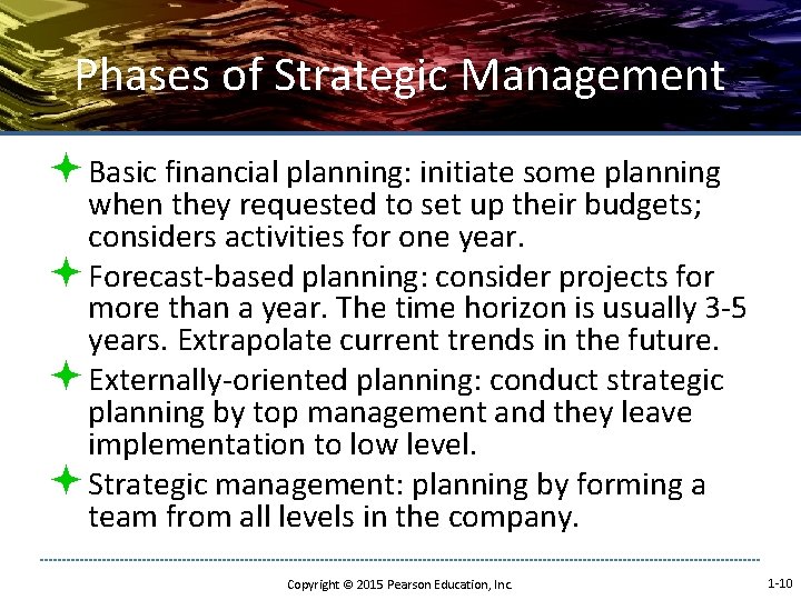 Phases of Strategic Management ª Basic financial planning: initiate some planning when they requested