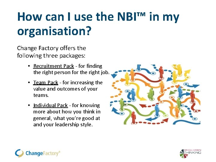 How can I use the NBI™ in my organisation? Change Factory offers the following How can I use the NBI™ in my organisation? Change Factory offers the following