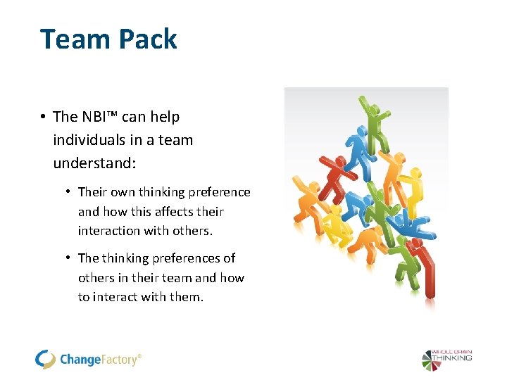 Team Pack • The NBI™ can help individuals in a team understand: • Their Team Pack • The NBI™ can help individuals in a team understand: • Their