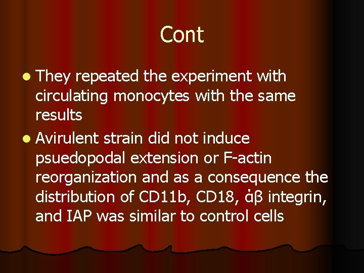 Cont l They repeated the experiment with circulating monocytes with the same results l