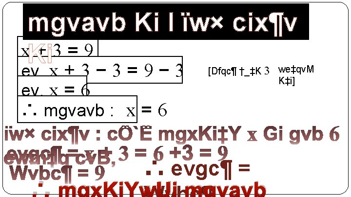 mgvavb Ki I ïw× cix¶v x. Ki +3=9 3 ev, x + 3 −