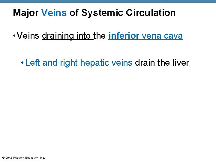 Major Veins of Systemic Circulation • Veins draining into the inferior vena cava • Major Veins of Systemic Circulation • Veins draining into the inferior vena cava •