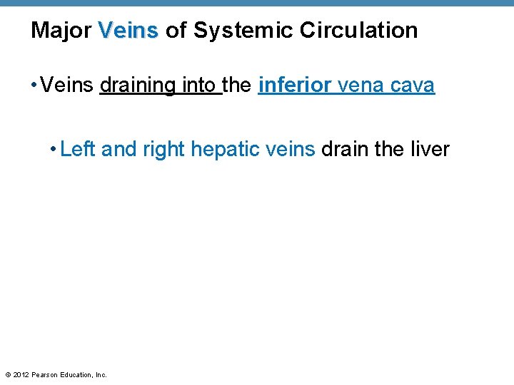 Major Veins of Systemic Circulation • Veins draining into the inferior vena cava •