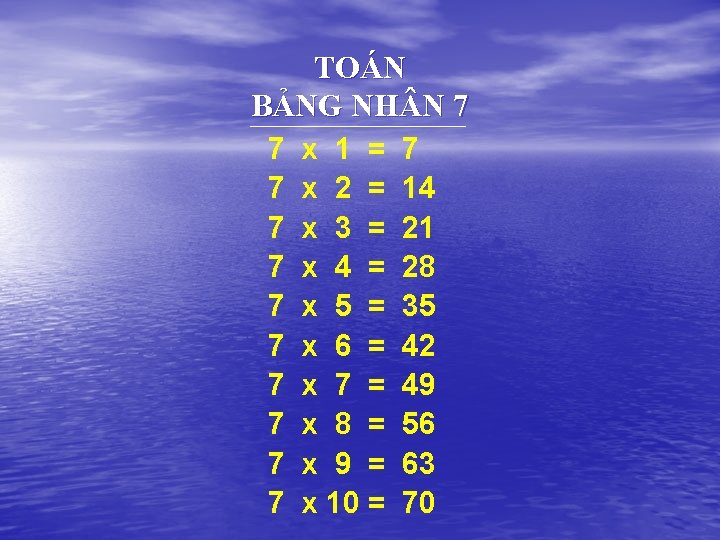 TOÁN BẢNG NH N 7 7 7 x 1 = x 2 = x