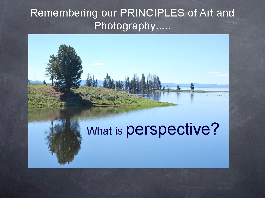 Remembering our PRINCIPLES of Art and Photography. . . What is perspective? 