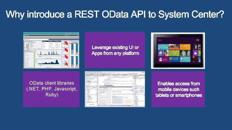 OData client libraries (. NET, PHP, Javascript, Ruby) 
