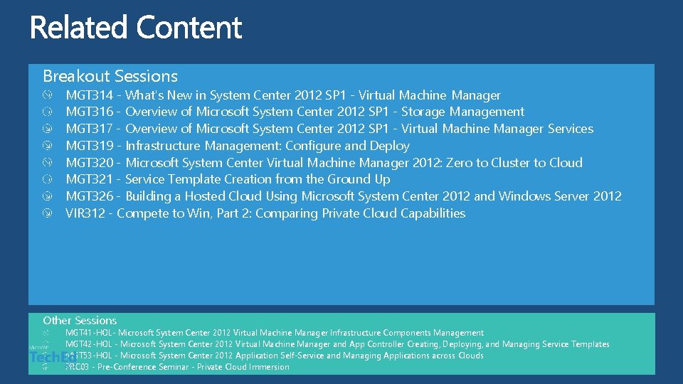 Breakout Sessions MGT 314 - What's New in System Center 2012 SP 1 -