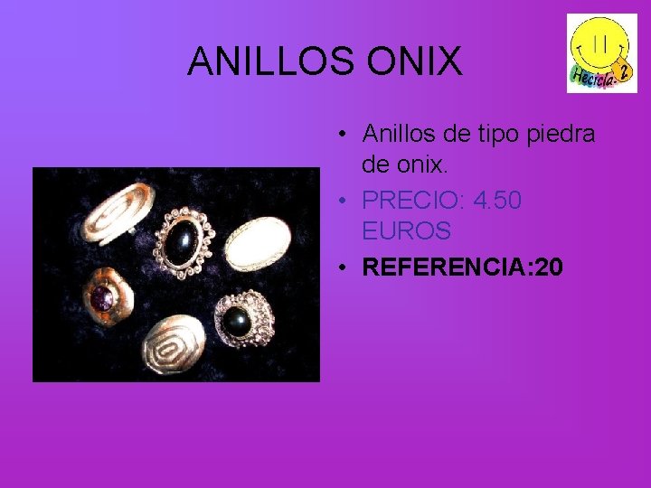 ANILLOS ONIX • Anillos de tipo piedra de onix. • PRECIO: 4. 50 EUROS