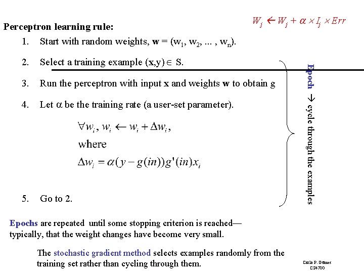 Perceptron learning rule: 1. Start with random weights, w = (w 1, w 2, Perceptron learning rule: 1. Start with random weights, w = (w 1, w 2,