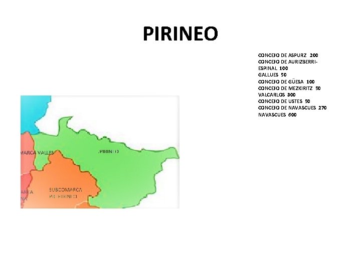 PIRINEO CONCEJO DE ASPURZ 200 CONCEJO DE AURIZBERRIESPINAL 100 GALLUES 50 CONCEJO DE GÜESA