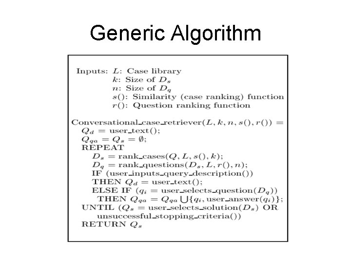 Generic Algorithm 