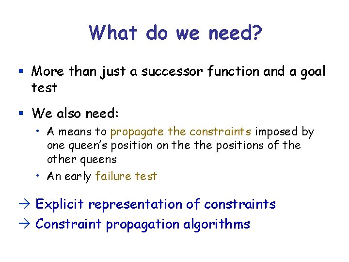 What do we need? § More than just a successor function and a goal