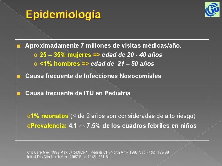 Epidemiología Aproximadamente 7 millones de visitas médicas/año. o 25 – 35% mujeres => edad