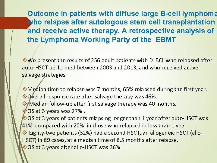 Outcome in patients with diffuse large B-cell lymphoma who relapse after autologous stem cell