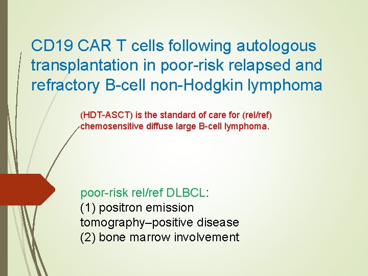 CD 19 CAR T cells following autologous transplantation in poor-risk relapsed and refractory B-cell