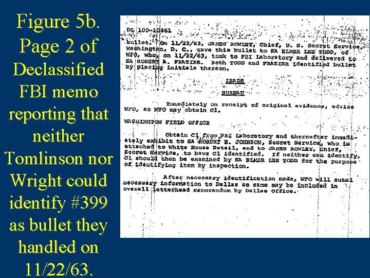 Figure 5 b. Page 2 of Declassified FBI memo reporting that neither Tomlinson nor