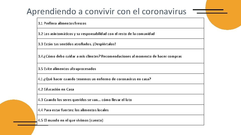 Aprendiendo a convivir con el coronavirus 3. 1 Prefiera alimentos frescos 3. 2 Los