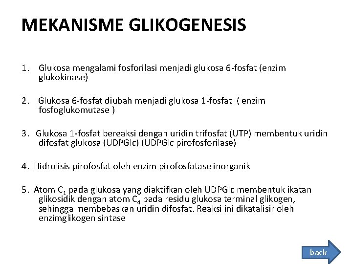 MEKANISME GLIKOGENESIS 1. Glukosa mengalami fosforilasi menjadi glukosa 6 -fosfat (enzim glukokinase) 2. Glukosa