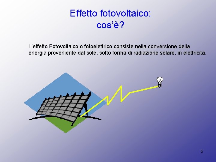 Effetto fotovoltaico: cos’è? L’effetto Fotovoltaico o fotoelettrico consiste nella conversione della energia proveniente dal