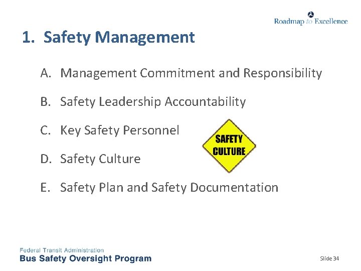 1. Safety Management A. Management Commitment and Responsibility B. Safety Leadership Accountability C. Key