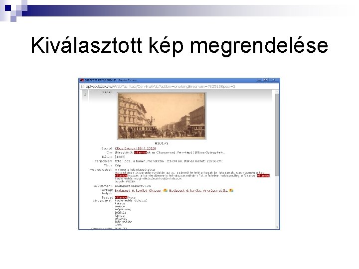 Kiválasztott kép megrendelése 