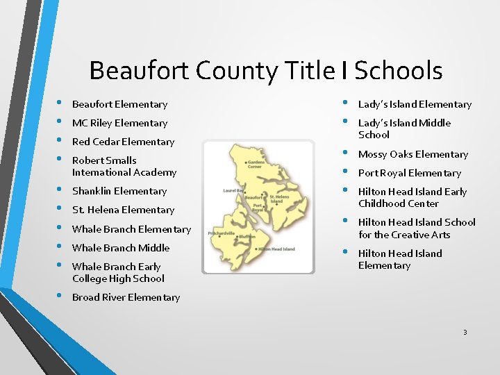 Beaufort County Title I Schools • • Beaufort Elementary • • • Shanklin Elementary