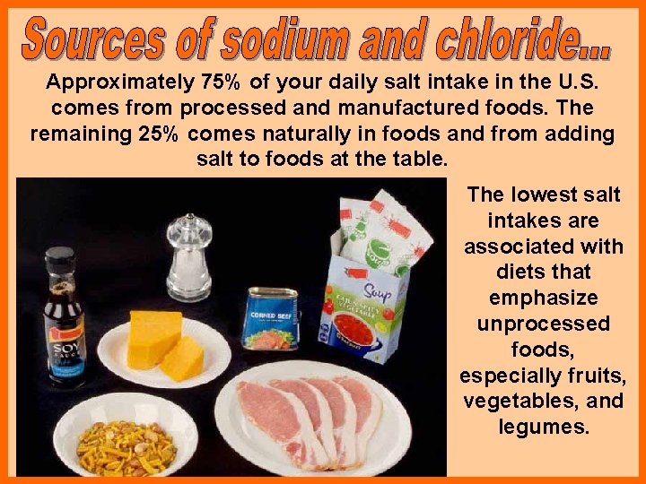 Approximately 75% of your daily salt intake in the U. S. comes from processed