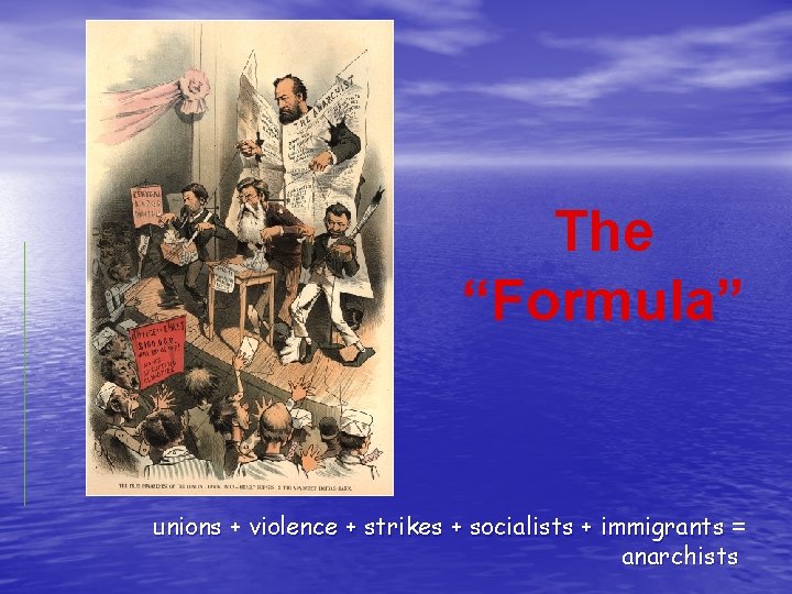 The “Formula” unions + violence + strikes + socialists + immigrants = anarchists 