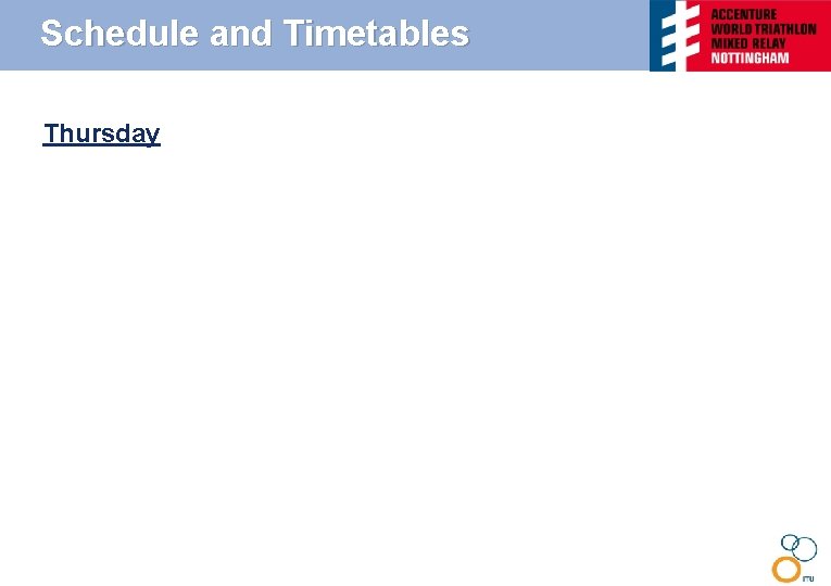 Schedule and Timetables Thursday 