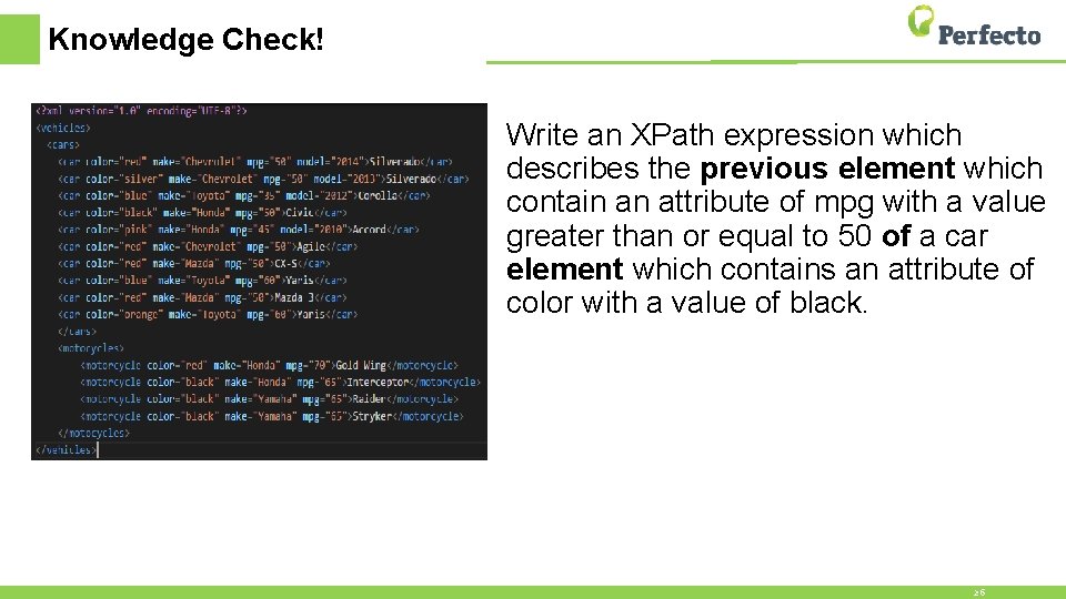 Knowledge Check! Write an XPath expression which describes the previous element which contain an