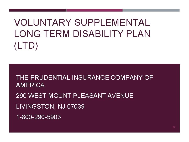 VOLUNTARY SUPPLEMENTAL LONG TERM DISABILITY PLAN (LTD) THE PRUDENTIAL INSURANCE COMPANY OF AMERICA 290