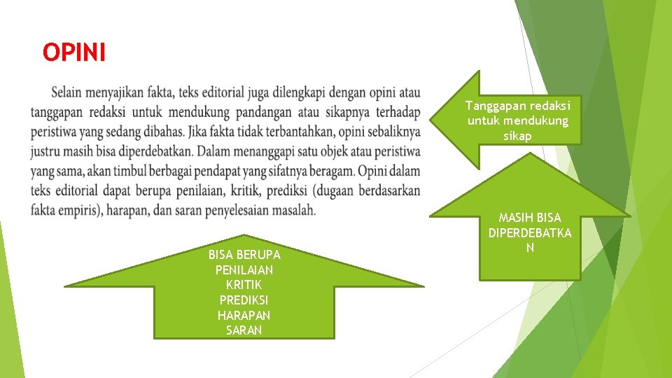 OPINI Tanggapan redaksi untuk mendukung sikap BISA BERUPA PENILAIAN KRITIK PREDIKSI HARAPAN SARAN MASIH